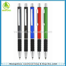 Hot sale promotional plastic feature ballpoint pen with rubber grip